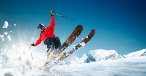 Berst lenzen voor tijdens het skiën